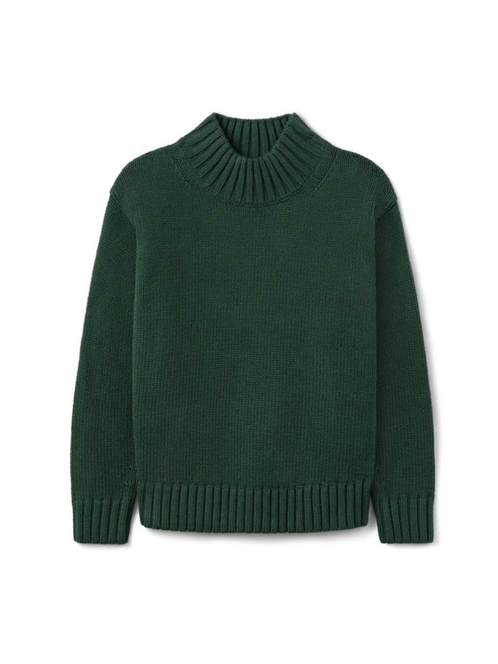 Cabi Duo Classic Forest Green Ribbed Mock-Neck Women's Sweater